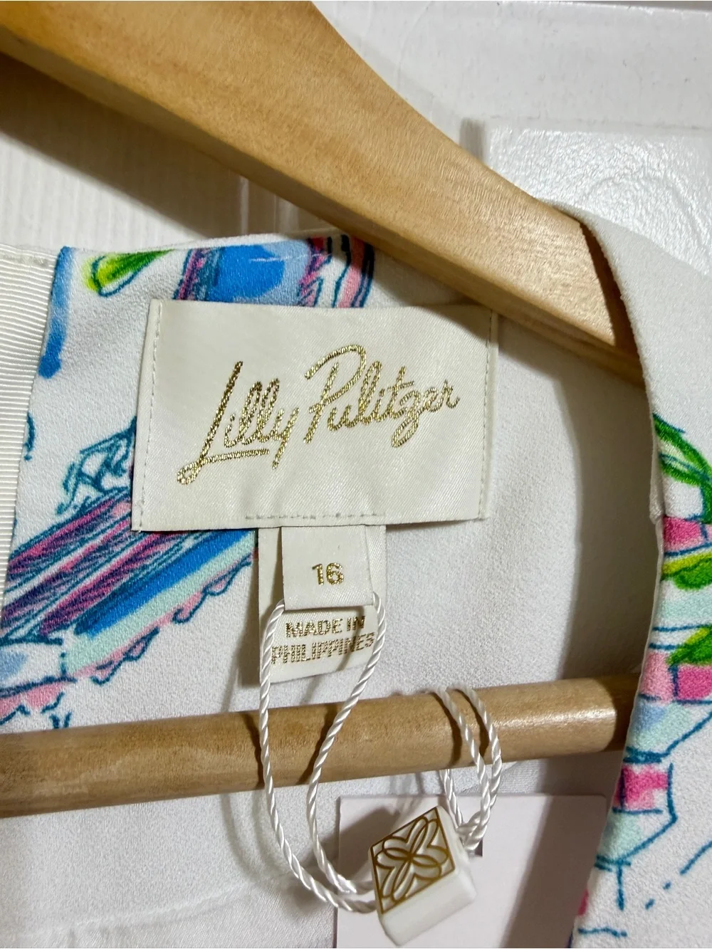 NWT Lilly Pulitzer Margaux 3/4 sleeve white pink flamingo beach palm dress 16 - Picture 4 of 10